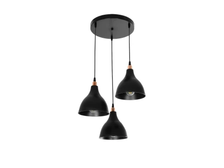 GLOBOSTAR® RADE 203-0127 Μοντέρνο Κρεμαστό Φωτιστικό Οροφής με Ντουί 3 x E27 AC 220-240V IP20 - Μαύρο & Χάλκινο - Μ40 x Π40 x Υ40cm