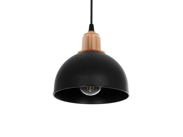 GLOBOSTAR® ΗUT 203-0145 Μοντέρνο Κρεμαστό Φωτιστικό Οροφής με Ντουί 1 x E27 AC 220-240V IP20 - Μάυρο & Χάλκινο - Μ18 x Π18 x Υ18cm