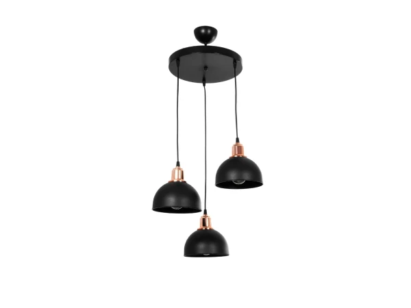 GLOBOSTAR® ΗUT 203-0146 Μοντέρνο Κρεμαστό Φωτιστικό Οροφής με Ντουί 3 x E27 AC 220-240V IP20 - Μάυρο & Χάλκινο - Μ40 x Π40 x Υ40cm
