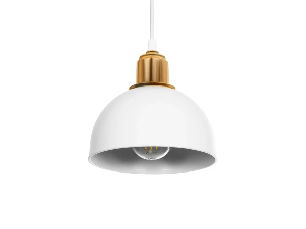 GLOBOSTAR® ΗUT 203-0147 Μοντέρνο Κρεμαστό Φωτιστικό Οροφής με Ντουί 1 x E27 AC 220-240V IP20 - Λευκό & Χρυσό - Μ18 x Π18 x Υ18cm