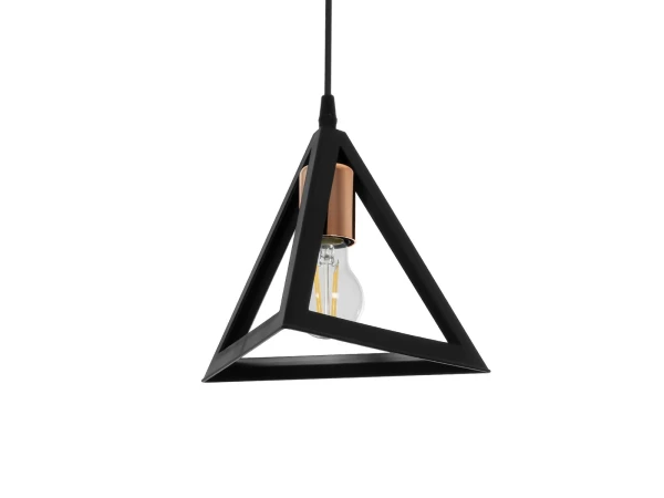 GLOBOSTAR® TRIANGLE 203-0161 Μοντέρνο Κρεμαστό Φωτιστικό Οροφής με Ντουί 1 x E27 AC 220-240V IP20 - Μάυρο & Χάλκινο - Μ24 x Π24 x Υ22cm