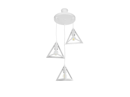 GLOBOSTAR® TRIANGLE 203-0164 Μοντέρνο Κρεμαστό Φωτιστικό Οροφής με Ντουί 3 x E27 AC 220-240V IP20 - Λευκό - Μ67 x Π67 x Υ50cm