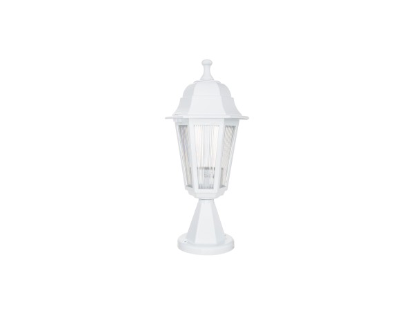 GloboStar® VITRO 203-0200 Vintage Επιδαπέδιο Φωτιστικό Φαναράκι Μονόφωτο 1 x E27 IP44 Λευκό & Διάφανο Πλαστικό - Μ16 x Π16 x Υ39cm