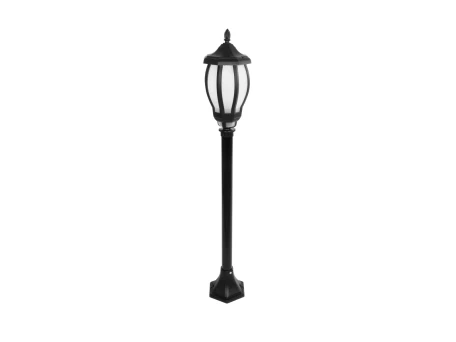 GloboStar® VERDI 203-0230 Vintage Επιδαπέδιο Φωτιστικό Κολωνάκι Κήπου Μονόφωτο 1 x E27 IP44 Μαύρο & Διάφανο Πλαστικό - Μ17 x Π17 x Υ104cm