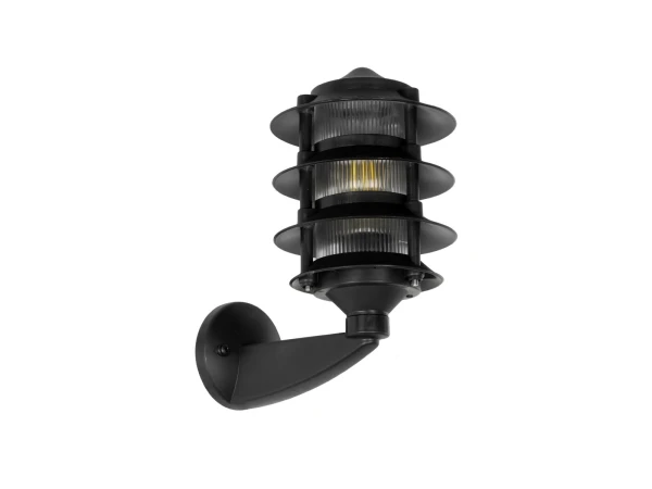 GLOBOSTAR® LANTERNA 203-0244 Μοντέρνο Φωτιστικό Τοίχου - Απλίκα με Ντουί 1 x E27 AC 220-240V IP44 - Μαύρο - Μ16 x Π23 x Υ30cm