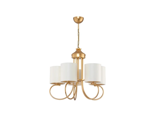 GLOBOSTAR® TRITON 203-0254 Vintage Κρεμαστό Φωτιστικό Οροφής με Ντουί 5 x E27 AC 220-240V IP20 - Χρυσό & Μπεζ - Μ50 x Π50 x Υ48cm