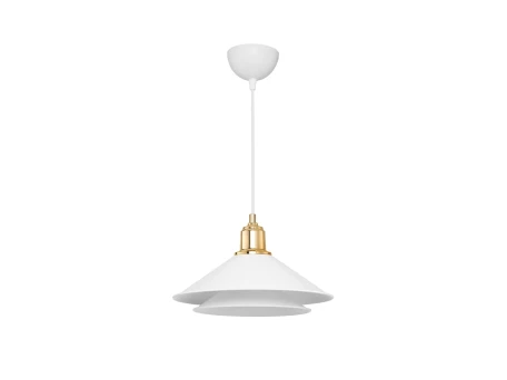 GLOBOSTAR® FERRO 203-0268 Μοντέρνο Κρεμαστό Φωτιστικό Οροφής με Ντουί 1 x E27 AC 220-240V IP20 - Λευκό & Χρυσό - Μ30 x Π30 x Υ19cm