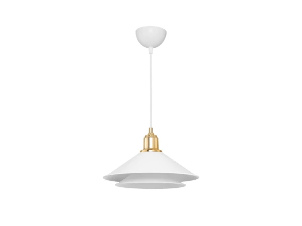 GLOBOSTAR® FERRO 203-0268 Μοντέρνο Κρεμαστό Φωτιστικό Οροφής με Ντουί 1 x E27 AC 220-240V IP20 - Λευκό & Χρυσό - Μ30 x Π30 x Υ19cm