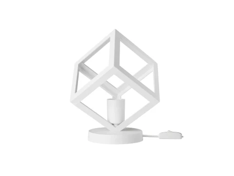 GLOBOSTAR® DISE 203-0273 Μοντέρνο Επιτραπέζιο Φωτιστικό Πορτατίφ με Ντουί 1 x E27 AC 220-240V IP20 - Λευκό - Μ28 x Π28 x Υ29cm