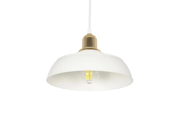 GLOBOSTAR® LOAN 203-0281 Μοντέρνο Κρεμαστό Φωτιστικό Οροφής με Ντουί 1 x E27 AC 220-240V IP20 - Λευκό & Χρυσό  -Μ25.5 x Π25.5 x Υ17cm