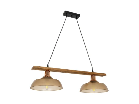 GLOBOSTAR® LOAN 203-0288 Μοντέρνο Κρεμαστό Φωτιστικό Οροφής με Ντουί 2 x E27 AC 220-240V IP20 - Καφέ & Μπρονζέ - Μ70 x Π25.5 x Υ19cm