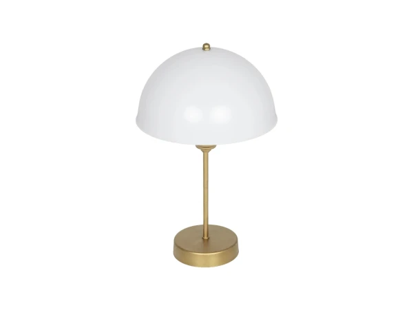 GLOBOSTAR® GAZETA 203-0304 Μοντέρνο Επιτραπέζιο Φωτιστικό Πορτατίφ με Ντουί 1 x E27 AC 220-240V IP20 - Λευκό Δίαφανο & Μπρονζέ  - Μ25 x Π25 x Υ39cm