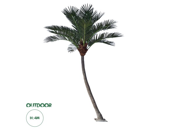 GloboStar® Artificial Garden CURVED COCONUT PALM TREE 20443 Τεχνητό Διακοσμητικό Κυρτό Φοινικόδεντρο Κοκοφοίνικας Εξωτερικού Χώρου IP68 UV Certified Protection Υ400cm
