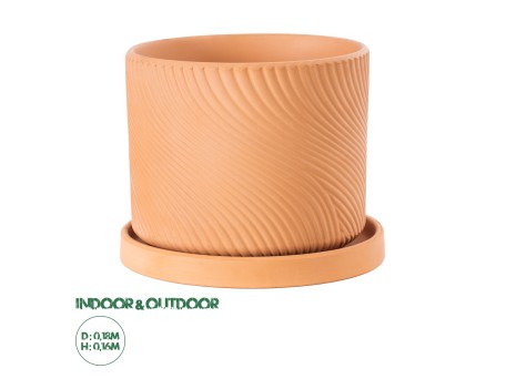 GloboStar® Artificial Garden ASTYPALAIA 20451 Πήλινο Κεραμικό Κασπώ Γλάστρα - Flower Pot Κεραμιδί Φ18cm x Υ16cm