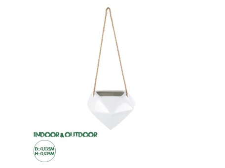 GloboStar® Artificial Garden HERAKLIO 20467 Κρεμαστό Πήλινο Κεραμικό Κασπώ Γλάστρα - Flower Pot Λευκό Μ13.5 x Π15.5 x Υ37cm