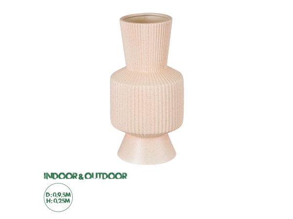 GloboStar® Artificial Garden CAPRI 20470 Πήλινο Κεραμικό Κασπώ Γλάστρα - Flower Pot Απαλό Μπεζ Φ9.5cm x Υ25cm