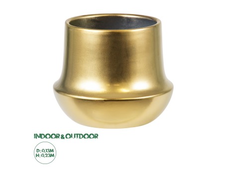 GloboStar® Artificial Garden KERKYRA 20474 Πήλινο Κεραμικό Κασπώ Γλάστρα - Flower Pot Χρυσό Φ13cm x Υ23cm