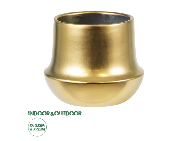GloboStar® Artificial Garden KERKYRA 20474 Πήλινο Κεραμικό Κασπώ Γλάστρα - Flower Pot Χρυσό Φ13cm x Υ23cm
