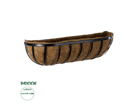 GloboStar® Artificial Garden OINOUSSES 20481 Επιτοίχιο Κασπώ Γλάστρα - Flower Pot από Φλοιό Καρύδας Καφέ Μ61cm x Π19cm x Υ18cm