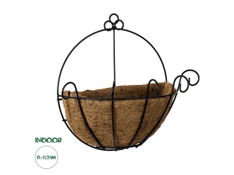 GloboStar® Artificial Garden KOUFONISIA 20482 Επιτοίχιο Κασπώ Γλάστρα - Flower Pot από Φλοιό Καρύδας Καφέ Φ25cm x Υ15cm