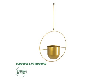 GloboStar® Artificial Garden TILOS 20486 Κρεμαστό Μεταλλικό Κασπώ Γλάστρα - Flower Pot Χρυσό Φ35cm x Υ15cm