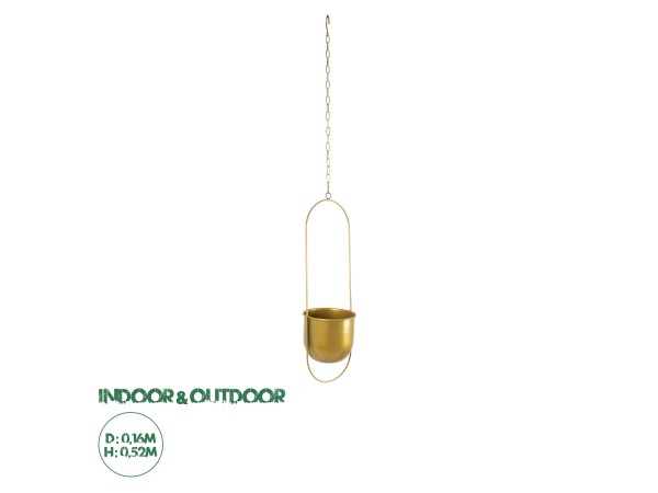 GloboStar® Artificial Garden NISYROS 20488 Κρεμαστό Μεταλλικό Κασπώ Γλάστρα - Flower Pot Χρυσό Φ16cm x Υ52cm