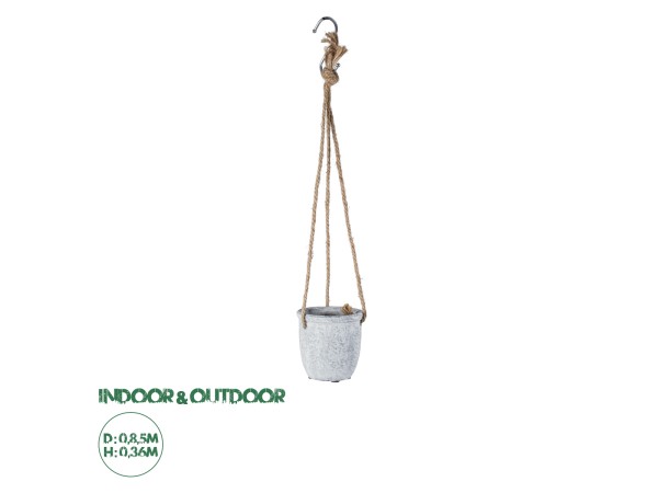 GloboStar® Artificial Garden SCORPIOS 20491 Κρεμαστό Πήλινο Κεραμικό Κασπώ Γλάστρα - Flower Pot Γκρι Φ8.5cm x Υ36cm
