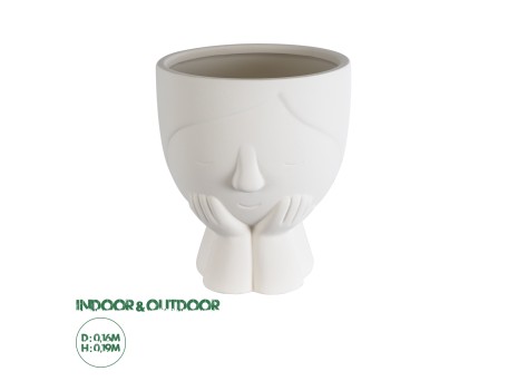 GloboStar® Artificial Garden TOKYO 20496 Διακοσμητικό Κεραμικό Κασπώ Γλάστρα - Flower Pot Λευκό Φ16 x Υ19cm