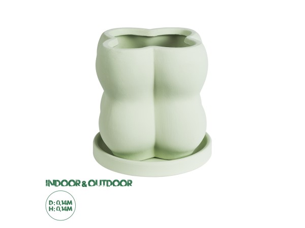 GloboStar® Artificial Garden ATHENA 20499 Διακοσμητικό Κεραμικό Κασπώ Γλάστρα - Flower Pot Πράσινο Ανοιχτό Μ13 x Π13 x Υ14cm