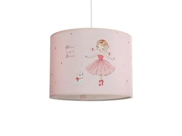 GLOBOSTAR® BALLERINA 204-0015 Παιδικό Κρεμαστό Φωτιστικό Οροφής με Ντουί 1 x E27 AC 220-240V IP20 - Ροζ - Μ28 x Π28 x Υ24cm