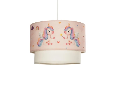 GLOBOSTAR® PONY 204-0016 Παιδικό Κρεμαστό Φωτιστικό Οροφής με Ντουί 1 x E27 AC 220-240V IP20 - Ροζ - Μ30 x Π30 x Υ24cm