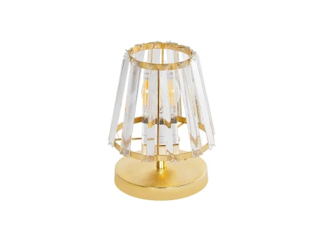 GLOBOSTAR® GLASSY 204-0064 Μοντέρνο Επιτραπέζιο Φωτιστικό Πορτατίφ με Ντουί 1 x E27 AC 220-240V IP20 - Χρυσό & Διάφανο - Μ18 x Π180 x Υ22cm