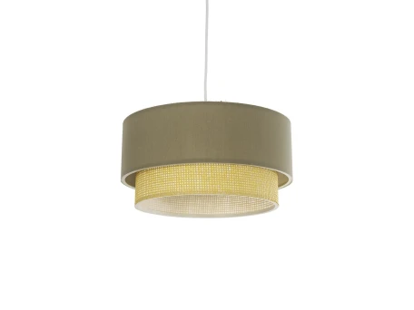GLOBOSTAR® BIGGIE 204-0097 Μοντέρνο Κρεμαστό Φωτιστικό Οροφής με Ντουί 1 x E27 AC 220-240V IP20 - Λαδί & Μπεζ - Μ30 x Π30 x Υ17cm