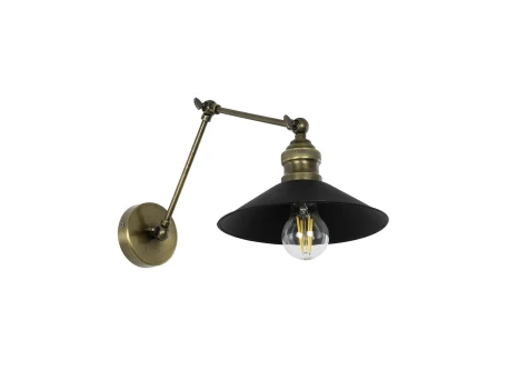GLOBOSTAR® HAWK 204-0114 Μοντέρνο Φωτιστικό Τοίχου - Απλίκα με Ντουί 1 x E27 AC 220-240V IP20 - Μαύρο & Μπρούτζινο - Μ22 x Π44 x Υ23cm