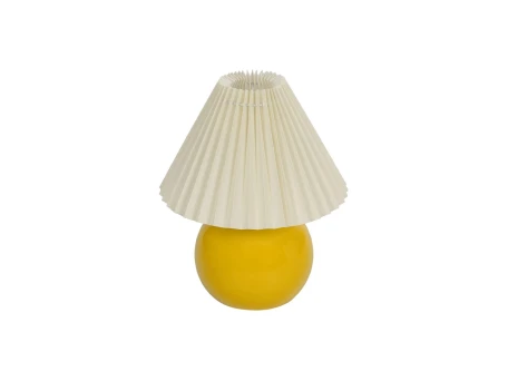 GLOBOSTAR® LISBON 204-0155 Μοντέρνο Επιτραπέζιο Φωτιστικό Πορτατίφ με Ντουί 1 x E27 AC 220-240V IP20 - Κίτρινο & Μπεζ - Μ24 x Π24 x Υ28cm