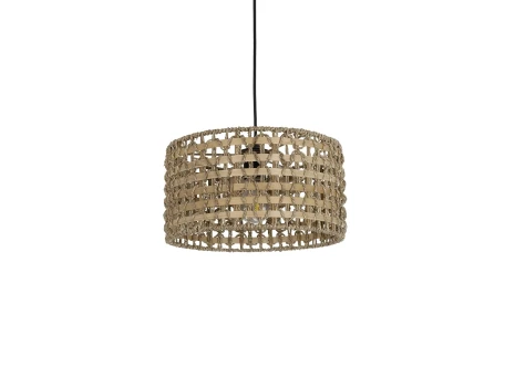 GLOBOSTAR® POMEGRANDE 204-0158 Boho Κρεμαστό Φωτιστικό Οροφής με Ντουί 1 x E27 AC 220-240V IP20 - Μπεζ & Καφέ - Μ30 x Π30 x Υ18cm