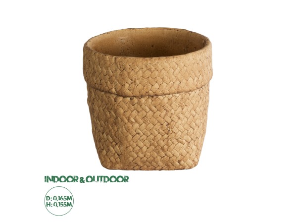 GloboStar® Artificial Garden MENDOZA 20502 Διακοσμητικό Κεραμικό Κασπώ Γλάστρα - Flower Pot Καφέ Φ16.5 x Υ15.5cm