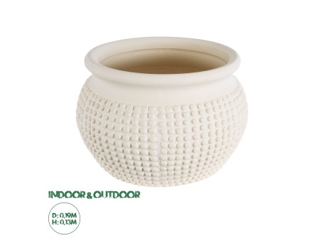 GloboStar® Artificial Garden MORELIA 20510 Διακοσμητικό Κεραμικό Κασπώ Γλάστρα - Flower Pot Μπεζ Φ19 x Υ13cm