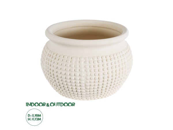 GloboStar® Artificial Garden MORELIA 20510 Διακοσμητικό Κεραμικό Κασπώ Γλάστρα - Flower Pot Μπεζ Φ19 x Υ13cm