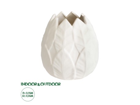 GloboStar® Artificial Garden FLORES 20511 Διακοσμητικό Κεραμικό Κασπώ Γλάστρα - Flower Pot Λευκό Φ15 x Υ16cm