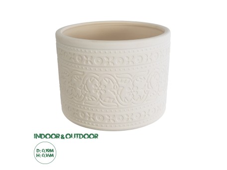 GloboStar® Artificial Garden BERATAN 20514 Διακοσμητικό Κεραμικό Κασπώ Γλάστρα - Flower Pot Λευκό Φ19 x Υ16cm