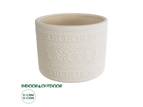 GloboStar® Artificial Garden BERATAN 20514 Διακοσμητικό Κεραμικό Κασπώ Γλάστρα - Flower Pot Λευκό Φ19 x Υ16cm