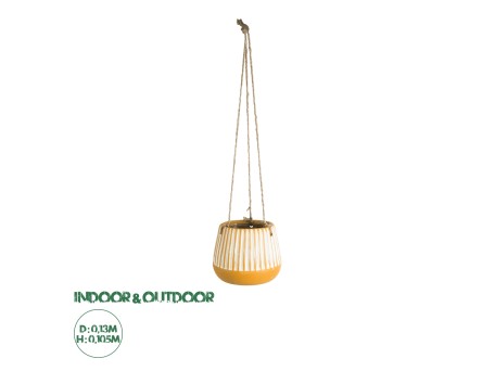 GloboStar® Artificial Garden BUBASTIS 20528 Κρεμαστό Διακοσμητικό Κεραμικό Κασπώ Γλάστρα - Flower Pot Πορτοκαλί με Λευκό Φ13 x Υ10.5cm