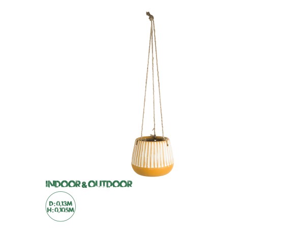 GloboStar® Artificial Garden BUBASTIS 20528 Κρεμαστό Διακοσμητικό Κεραμικό Κασπώ Γλάστρα - Flower Pot Πορτοκαλί με Λευκό Φ13 x Υ10.5cm