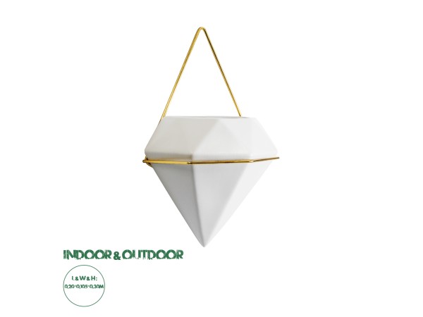 GloboStar® Artificial Garden LOUVRE 20534 Διακοσμητικό Κεραμικό Κασπώ Γλάστρα - Flower Pot Λευκό με Χρυσό Μ20 x Π10.5 x Υ30cm