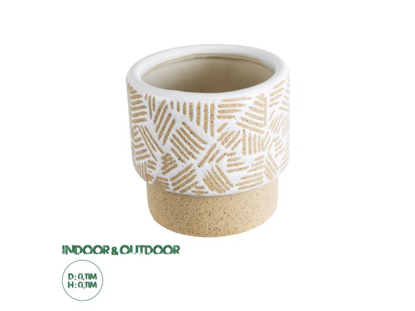 GloboStar® Artificial Garden RAFFAELO 20544 Διακοσμητικό Κεραμικό Κασπώ Γλάστρα - Flower Pot Μπεζ με Λευκό Φ11 x Υ11cm GloboStar® Artificial Garden RAFFAELO 20544 Διακοσμητικό Κεραμικό Κασπώ Γλάστρα - Flower Pot Μπεζ με Λευκό Φ11 x Υ11cm