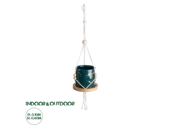 GloboStar® Artificial Garden TALLINN 20546 Κρεμαστό Διακοσμητικό Κεραμικό Κασπώ Γλάστρα - Flower Pot Πράσινο με Χρυσές Λεπτομέρειες και Μπεζ Ξύλινη Βάση Φ10 x Υ40cm GloboStar® Artificial Garden TALLINN 20546 Κρεμαστό Διακοσμητικό Κεραμικό Κασπώ Γλάστρα - Flower Pot Πράσινο με Χρυσές Λεπτομέρειες και Μπεζ Ξύλινη Βάση Φ10 x Υ40cm