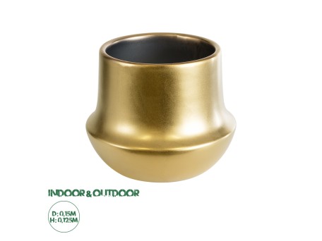 GloboStar® Artificial Garden KERKYRA 20547 Διακοσμητικό Κεραμικό Κασπώ Γλάστρα - Flower Pot Χρυσό Φ15 x Υ12.5cm