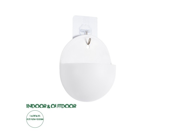 GloboStar® Artificial Garden LYON 20551 Διακοσμητικό Πλαστικό Κασπώ Γλάστρα - Flower Pot Λευκό Μ12 x Π6 x Υ13.5cm