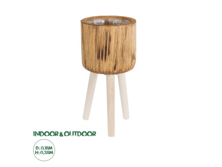 GloboStar® Artificial Garden JAMAICA 20553 Διακοσμητικό Ξύλινο Κασπώ Γλάστρα - Flower Pot Καφέ Φ18 x Υ38cm